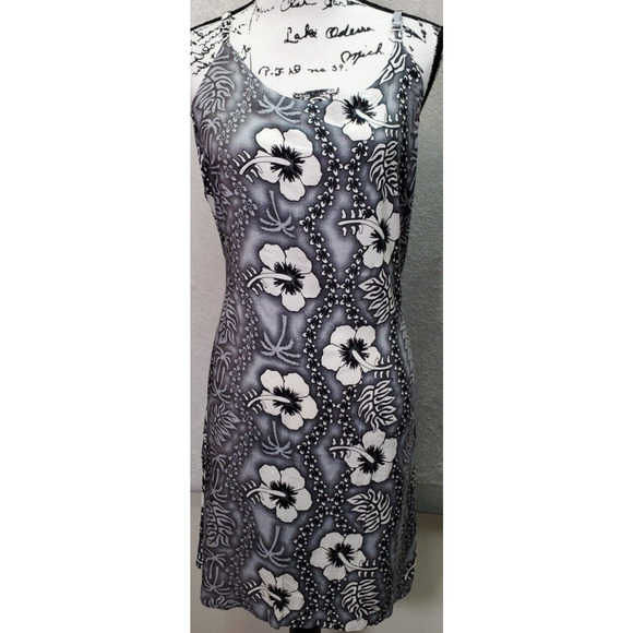 Clear Blue Sky Dress Women's L Gray Floral Adjustable Spaghetti Strap Drawstring - Picture 1 of 7